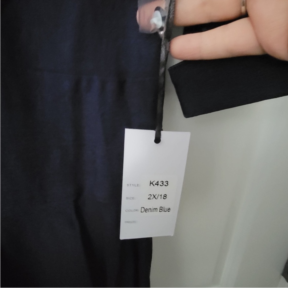 NWT Unique Vintage Delores Retro Swing Dress in dark navy denim color size 18/2X - Picture 5 of 6